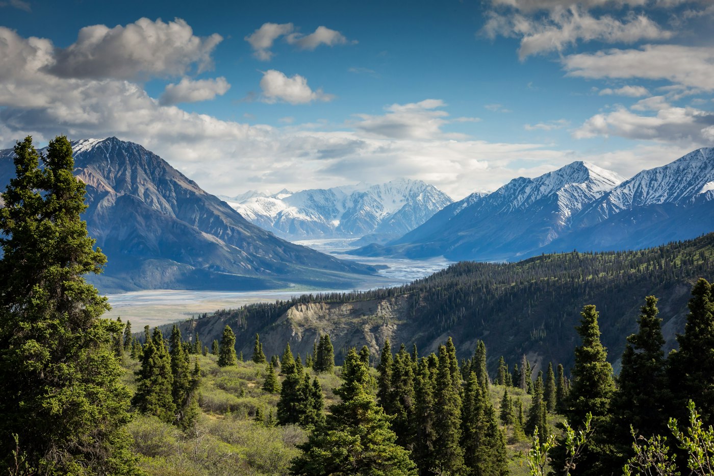 Mountain peaks in clear light